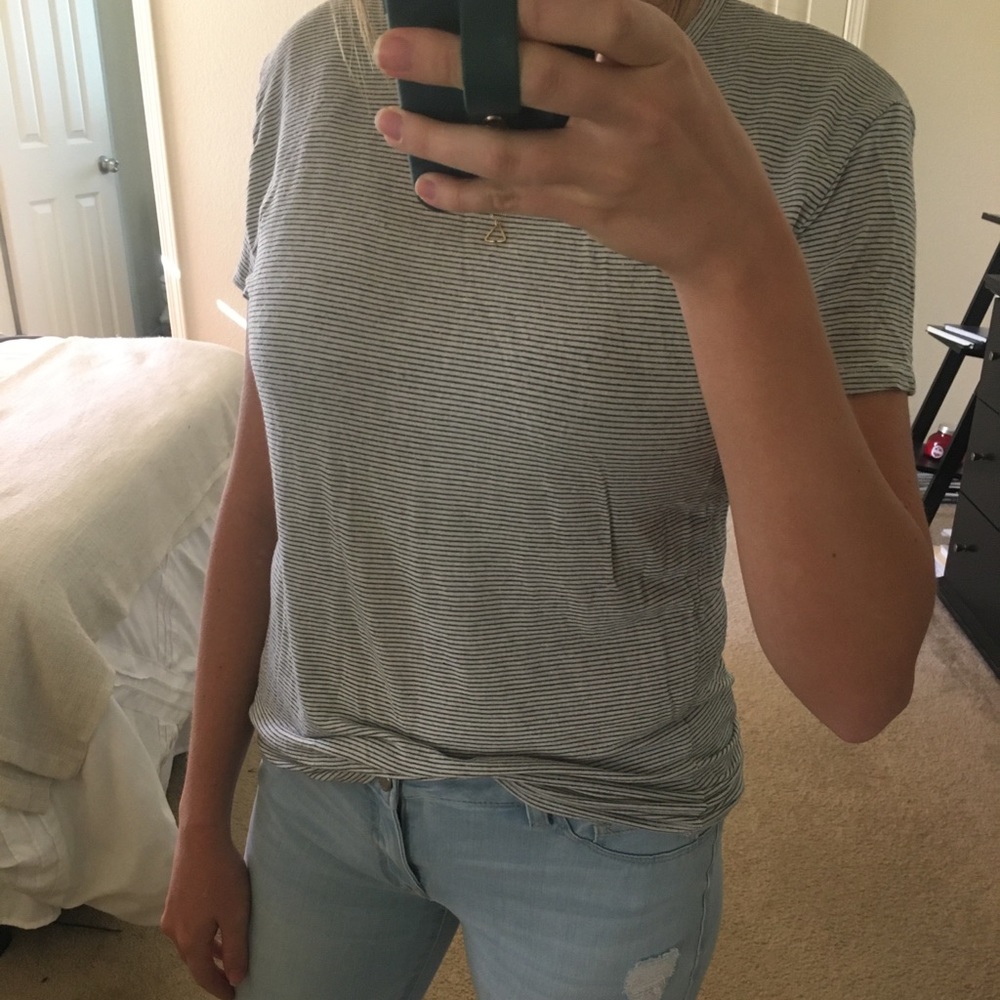 White and Black Thin Stripe Zara T-Shirt